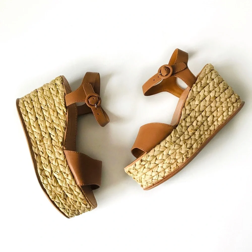 Dolce Vita Platform Leather Espadrille Sandals
